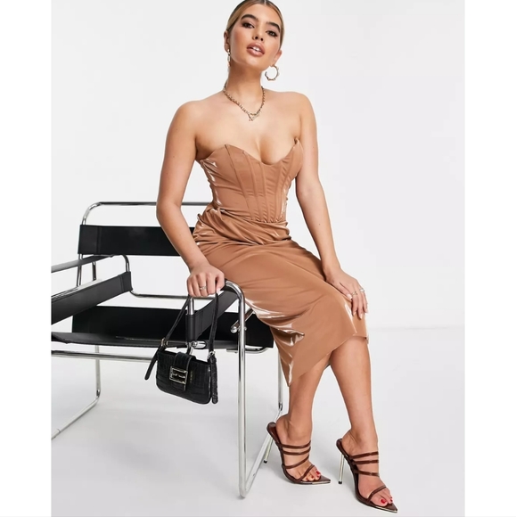 ASOS Vinyl Corset Midi Dress - Picture 2 of 4